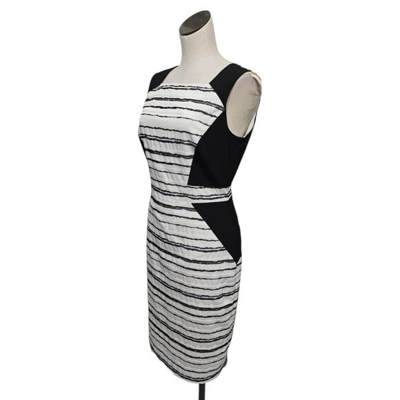 Antonio Melani Womens Sheath Dress Size 6 Black White Pencil Sleeveless Career - Picture 8 of 10